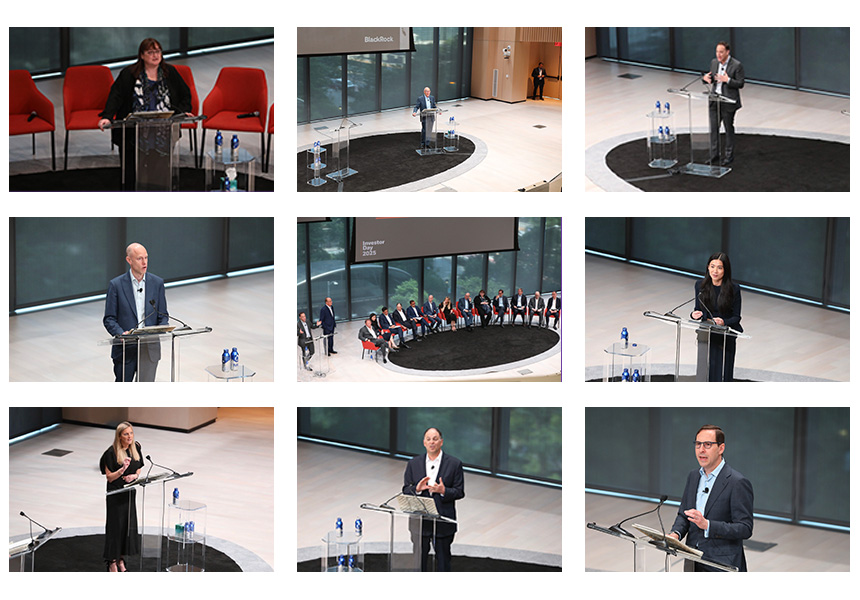A collage of BlackRock's Thought Leaders speaking at Investor Day.